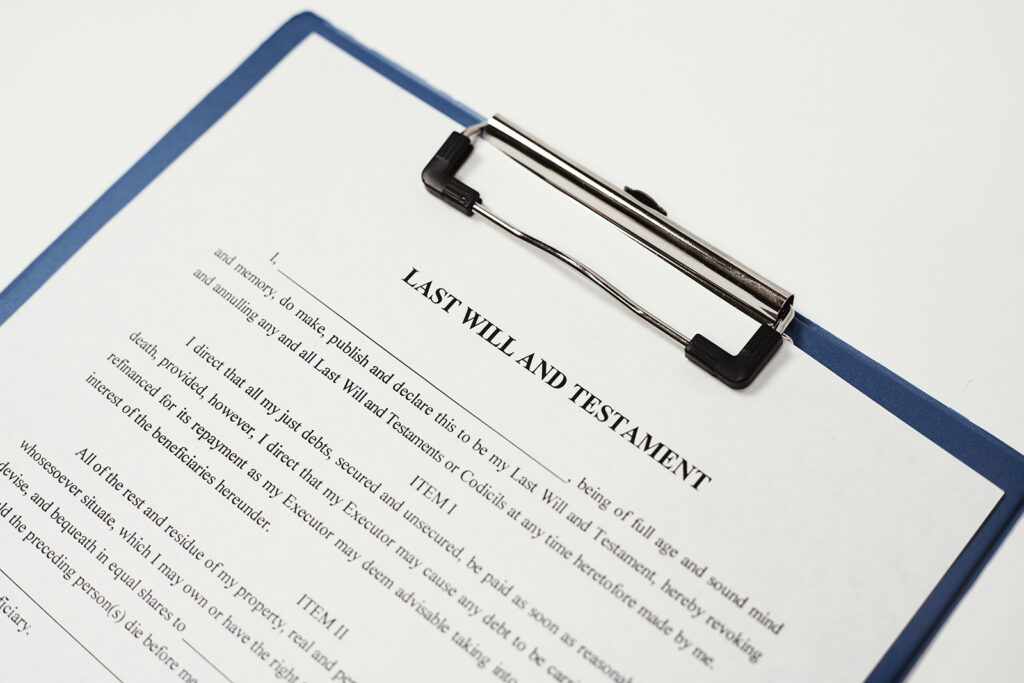 The Last Will and Testament details who gets the deceased property and assets