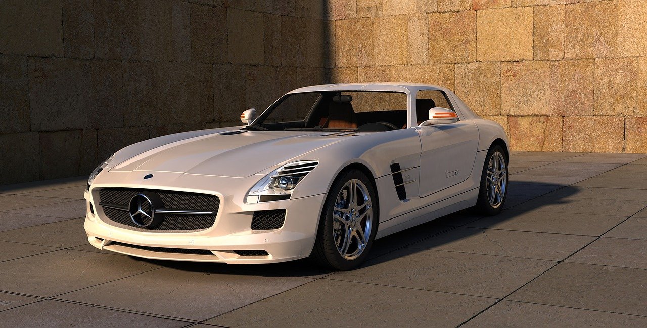 White Mercedes car