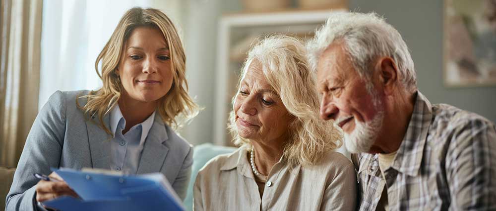 People reviewing a will